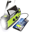 【2021 Newest】 Emergency Solar Hand Crank Portable Weather Radio, with AM FM NOAA, 3 LED Flashlights, Motion Sensor, Reading Lamp, SOS Alarm, 4000Mah Rechargeable Battery USB Charger (Green)