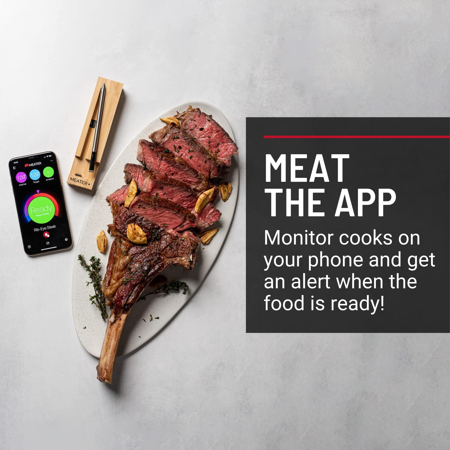 MEATER plus | Smart Meat Thermometer with Bluetooth | 165Ft Wireless Range | for the Oven, Grill, Kitchen, BBQ, Smoker, Rotisserie