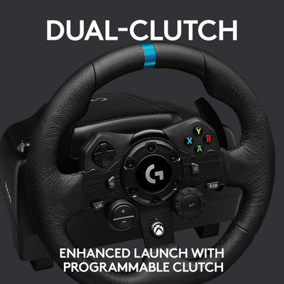 Logitech G923 Racing Wheel and Pedals for Xbox X|S, Xbox One and PC Featuring TRUEFORCE up to 1000 Hz Force Feedback, Responsive Pedal, Dual Clutch Launch Control, and Genuine Leather Wheel Cover