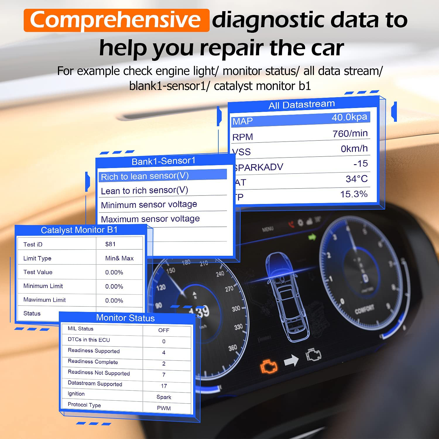 AUTOPHIX OBD2 Scanner Enhanced OM126P Vehicle Code Reader Auto Diagnostic Check Engine Light for All OBDII Car after 1996[Upgrade Version]