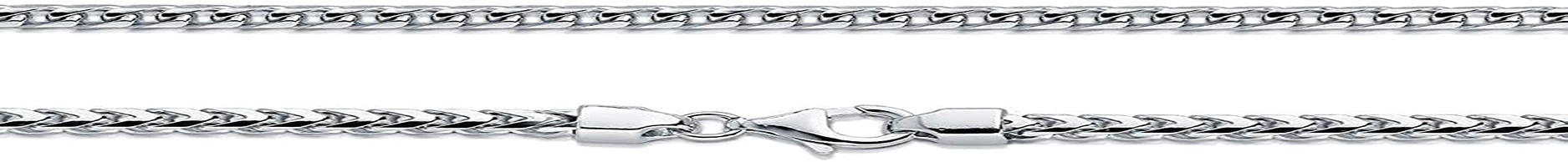 Sterling Silver Italian 2.5Mm Solid Franco Square Box Link 925 Sterling Silver -Made in Italy