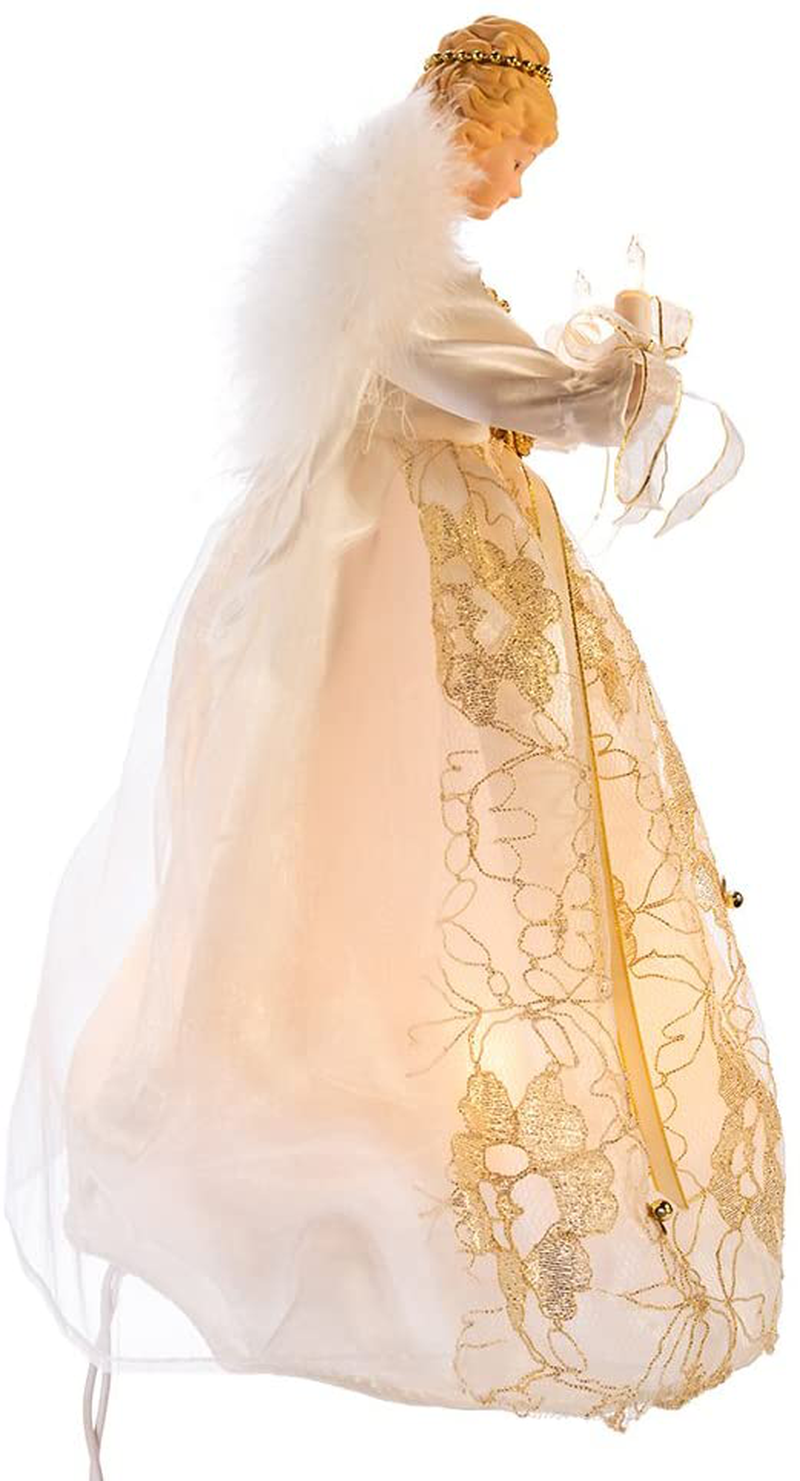 Kurt Adler UL 10-Light 12" Ivory and Gold Angel Treetop