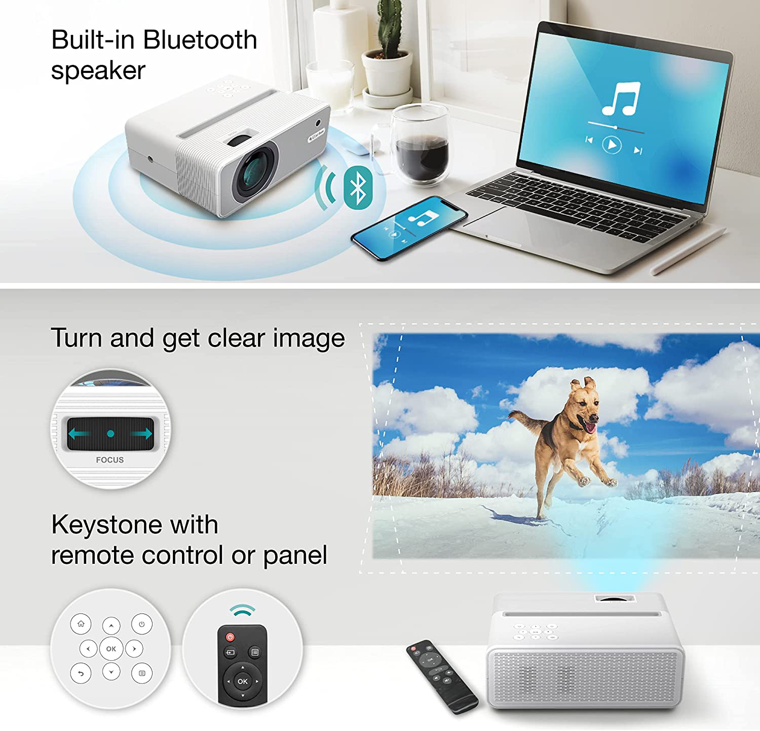 Ezcast Beam V3 5G Wifi Outdoor Projector for Iphone and Android | Supports 1080P, Airplay, Bluetooth, 150" Display, 200 Lumens, Compatible with Fire TV Stick, Roku, PS5, Xbox, Disney+【Update 2021】