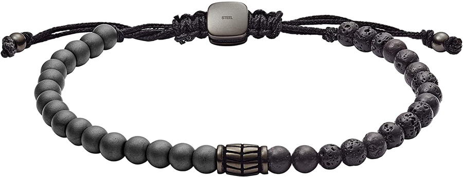 Fossil Men'S Stainless Steel and Beaded Bracelet
