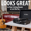 Victrola Vintage 3-Speed Bluetooth Portable Suitcase Record Player with Built-In Speakers | Upgraded Turntable Audio Sound| Includes Extra Stylus | Black, Model Number: VSC-550BT-BK