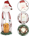 Mortime 2 Pack Christmas Candle Lantern with LED Lights, Metal Lighted Santa Claus Lanterns for Christmas Holiday Home Decorations