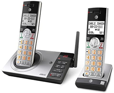 AT&T CL82207 DECT 6.0 2-Handset Cordless Phone for Home with Answering Machine, Call Blocking, Caller ID Announcer, Intercom and Unsurpassed Range, Silver