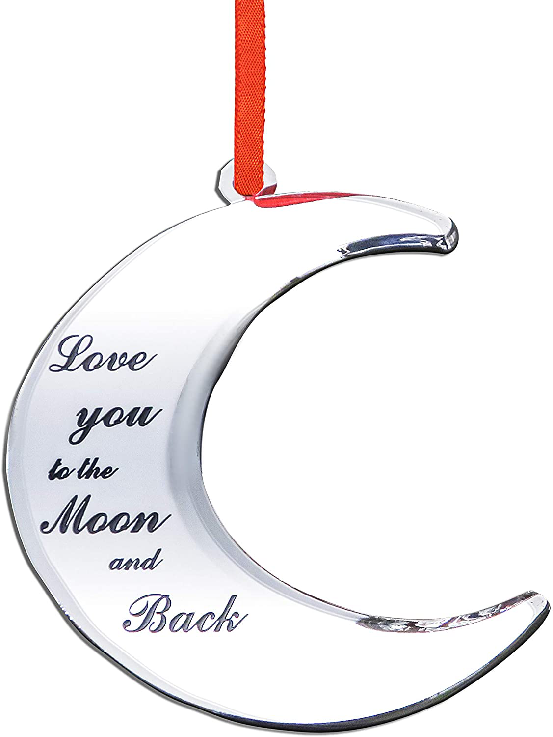 Holiday Jingle Love You to the Moon and Back Stunning Christmas Tree Ornament – Couples Baby’S Christmas Decoration – 4 X 3.25-Inch Moon Ornament – with Ribbon
