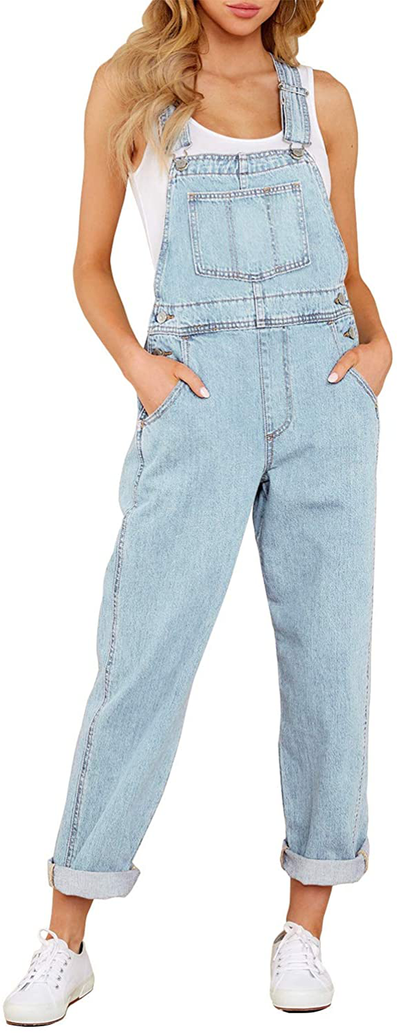 Luvamia Women'S Casual Stretch Adjustable Denim Bib Overalls Jeans Pants Jumpsuits