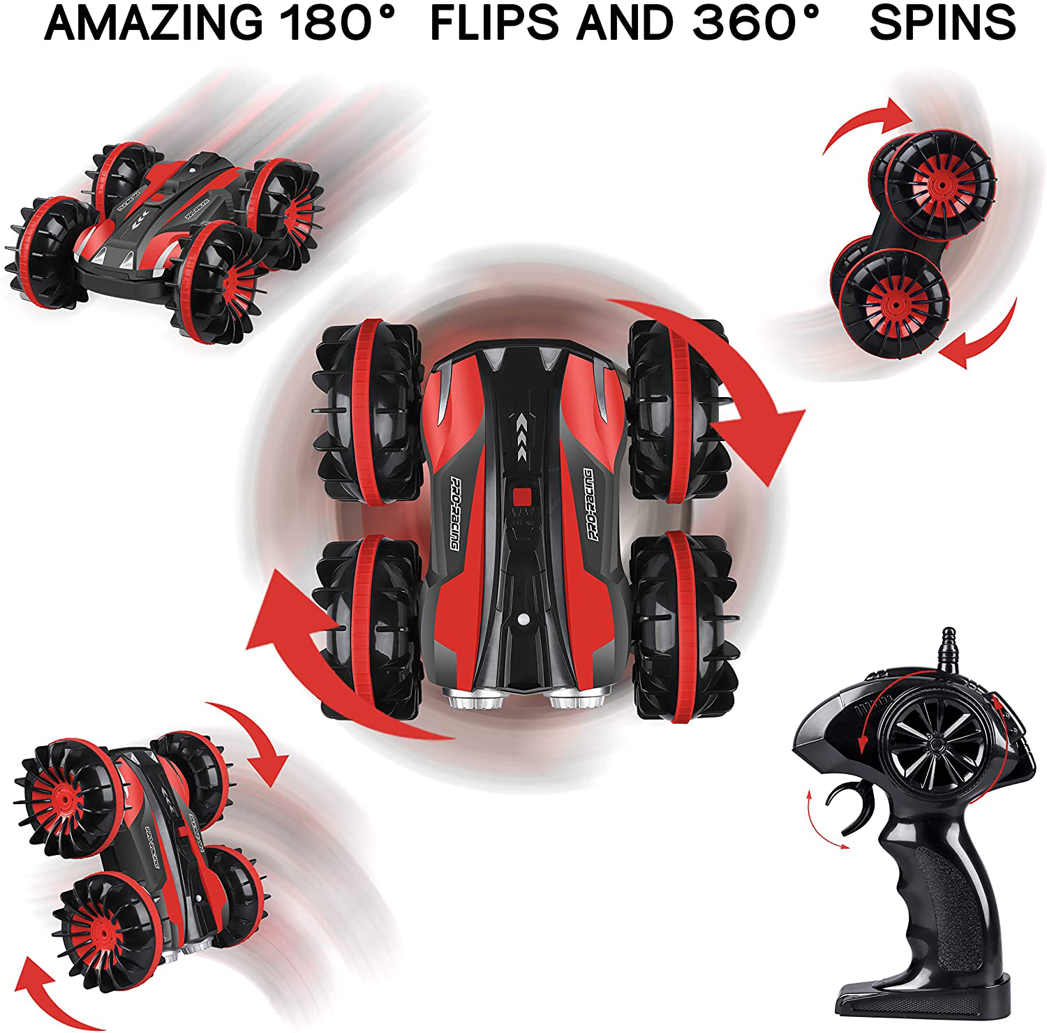 YEZI Amphibious RC Car for Kids Toys for 6-12 Year Old Boy 2.4 Ghz Remote Control Boat Waterproof RC Monster Truck Stunt Car 4WD Remote Control Vehicle Teen Adult Gift All Terrain Water Beach Pool Toy