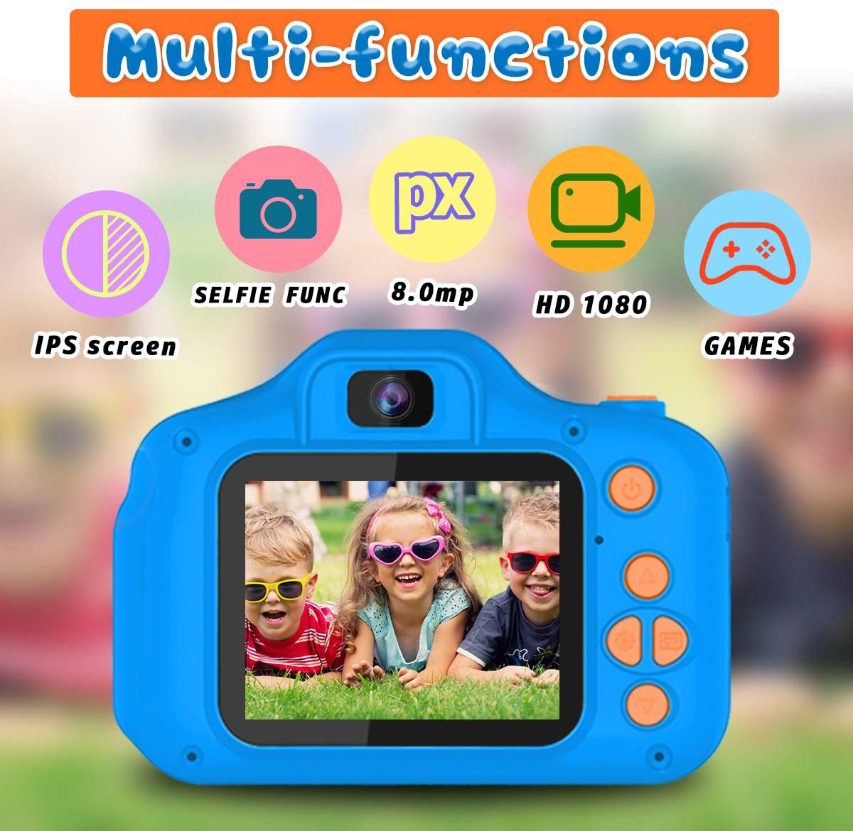 Seckton Upgrade Kids Selfie Camera, Christmas Birthday Gifts for Boys Age 3-9, HD Digital Video Cameras for Toddler, Portable Toy for 3 4 5 6 7 8 Year Old Boy with 32GB SD Card-Navy Blue
