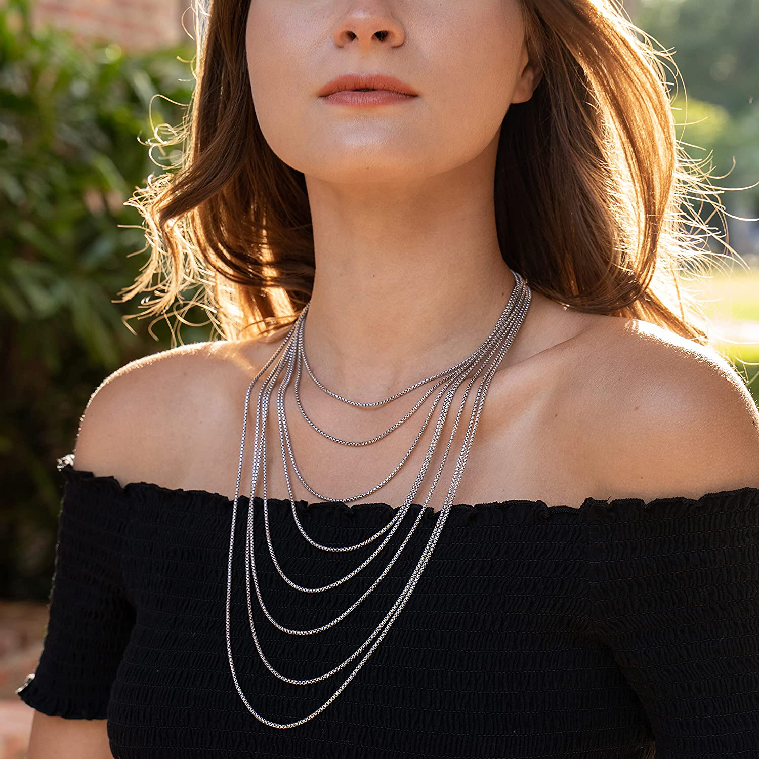 NYC Sterling round Link Chain - Rhodium Necklaces for Men – Luxurious Rhodium Chain – 2Mm round Box Chain – Modern and Minimalist Design – Made in Italy - 16-Inch to 30-Inch