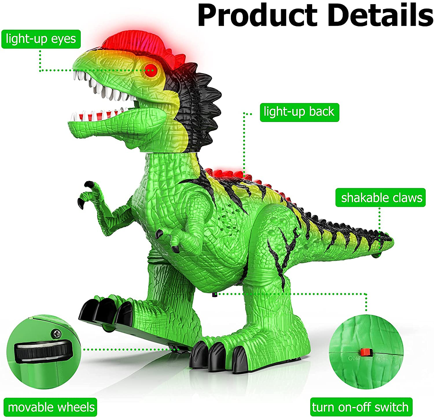 Blasland Remote Control Dinosaur Dragon Toys for Kids Boys Girls, Electronic RC Toys Walking Robot Dinosaur Toy with Lights & Sounds 360° Rotation Stunt, Dilophosaurus Toys Xmas Gifts for Boys Girls