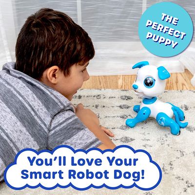Robo Pets Robot Dog Toy for Kids - Remote Control Robot Puppy Interactive STEM Toy for Boys and Girls (Blue)