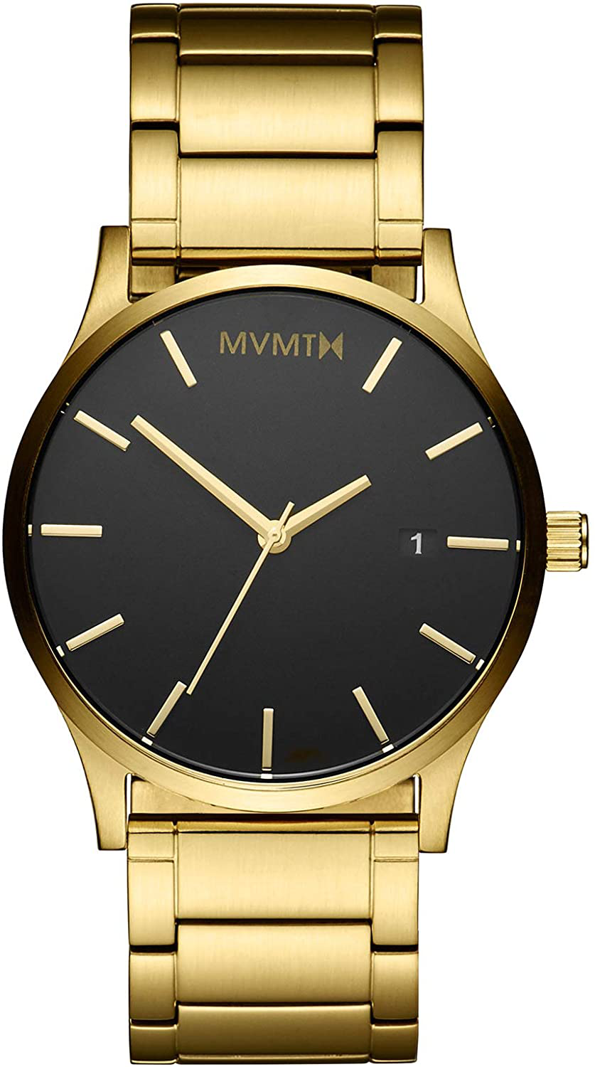 MVMT Classic Mens Watch, 45MM | Leather Band, Minimalist Watch, Analog with Date