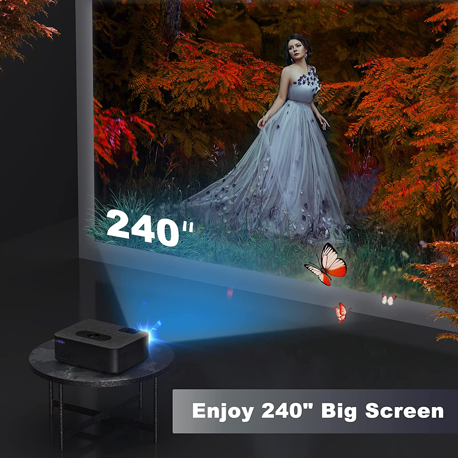 Wifi Projector, VILINICE 5000L Mini Bluetooth Movie Projector ,Portable Phone Projector with Wireless Mirroring,1080P and 240" Supported, Compatible with Fire Stick,Hdmi,Vga,Usb,Tv,Box,Laptop,Dvd