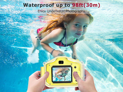 Agoigo Kids Waterproof Camera Toys for 3-12 Year Old Boys Girls Christmas Birthday Gifts HD Children'S Digital Action Camera Child Underwater Sports Camera 2Inch Screen with 32GB Card (Yellow)