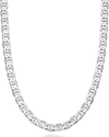 Miabella Solid 925 Sterling Silver Italian 6Mm Diamond-Cut Solid Flat Mariner Link Chain Necklace for Women Men, 16, 18, 20, 22, 24, 26, 30 Inch Made in Italy