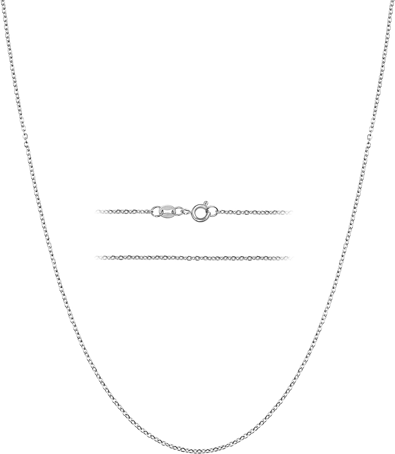 KISPER Sterling Silver over Stainless Steel 1.5Mm Thin Cable Link Chain Necklace