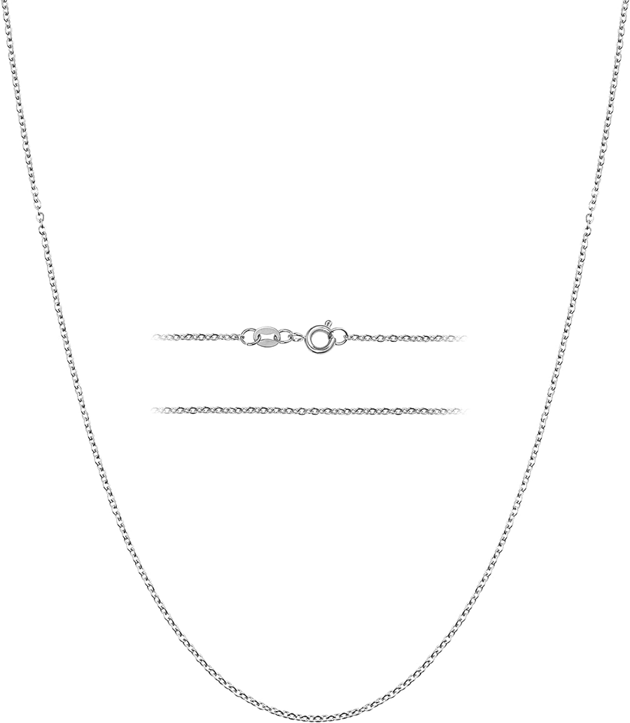 KISPER Sterling Silver over Stainless Steel 1.5Mm Thin Cable Link Chain Necklace