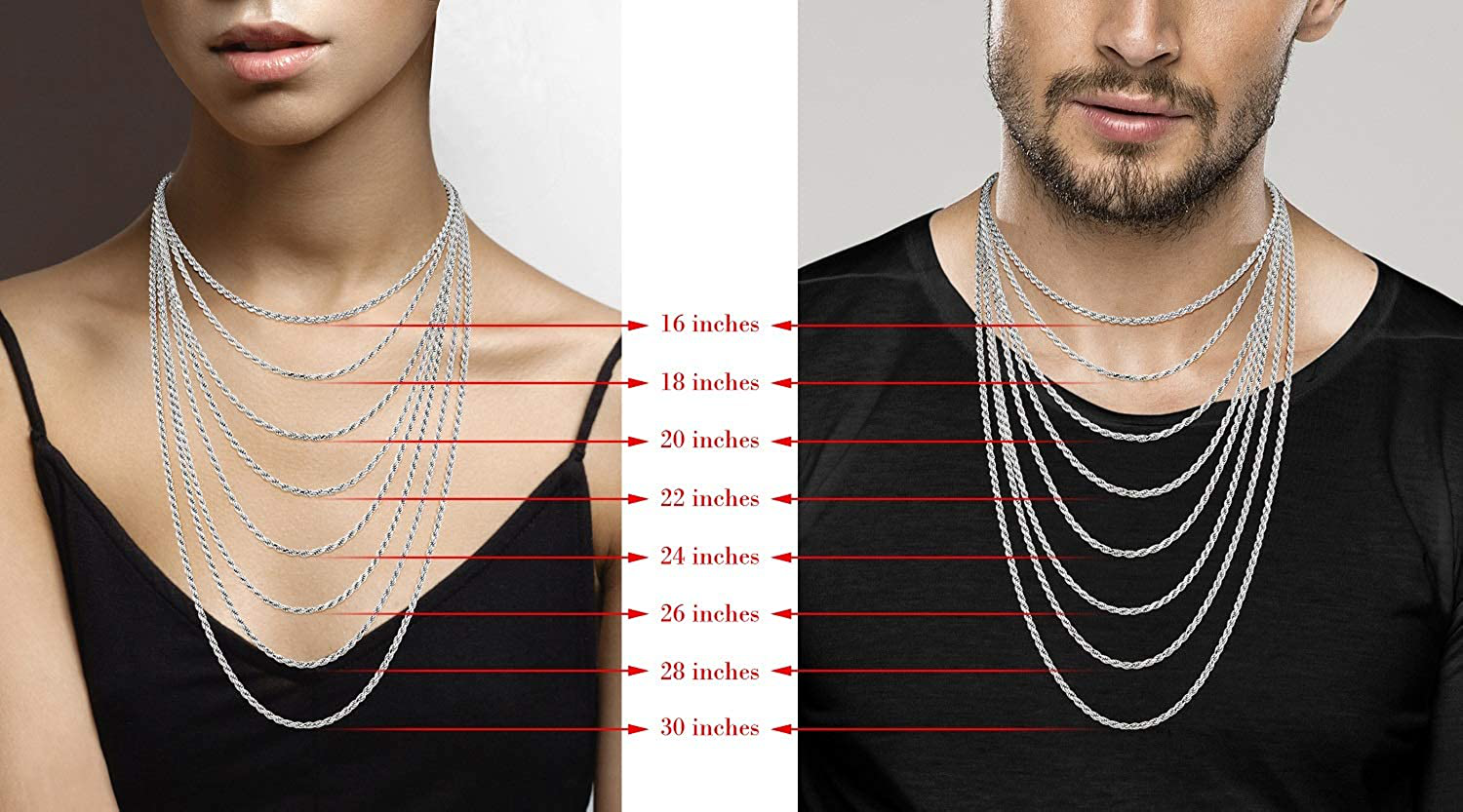 Miabella Solid 925 Sterling Silver Italian 2Mm, 3Mm Diamond-Cut Braided Rope Chain Necklace for Men Women Made in Italy 16, 18, 20, 22, 24, 26, 28, 30 Inch