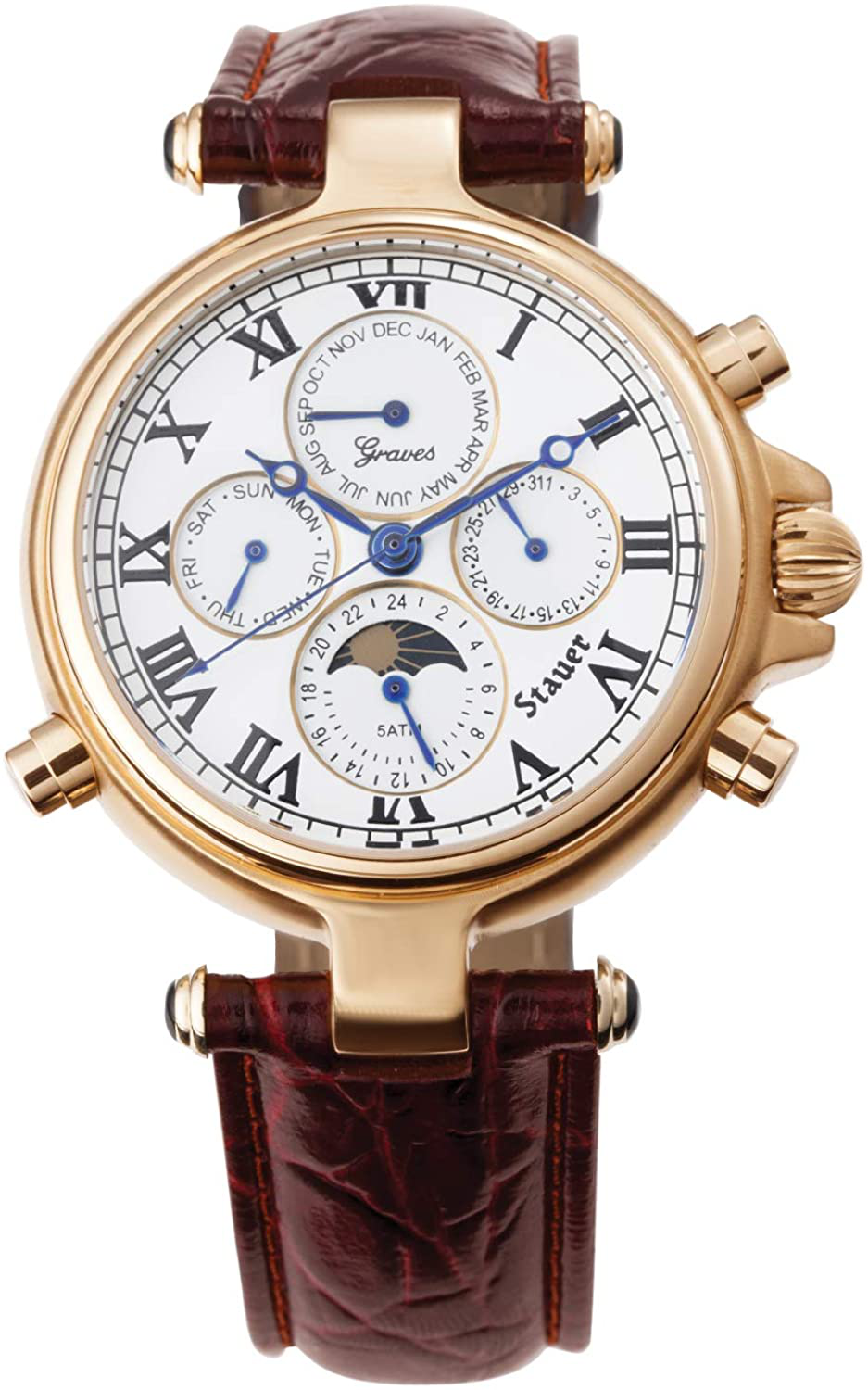 Stauer Men'S Automatic Gold-Finished Graves '33 Wrist Watch with Genuine Leather Band