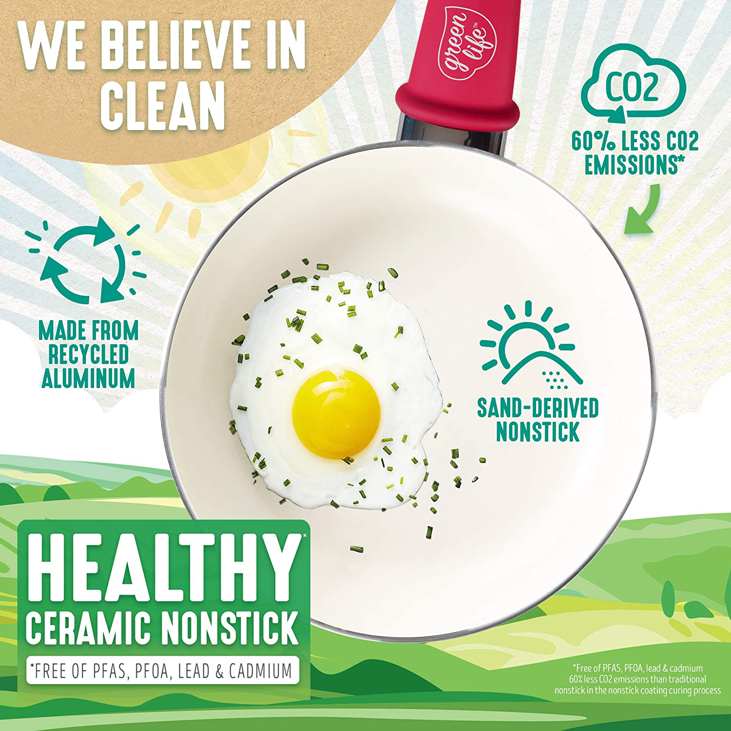 Greenlife Soft Grip Healthy Ceramic Nonstick, Cookware Pots and Pans Set, 16 Piece, Red