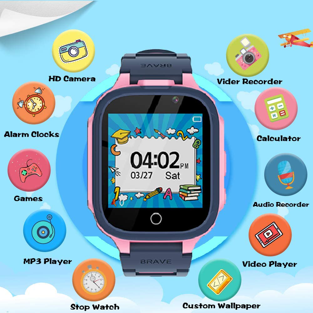 Kids Smart Watch Boys Girls with 14 Games Dual Camera 1.44" Touch Screen Music Player Video Recorder 12/24 Hr Pedometer Alarm Clock Calculator Flashlight Stopwatch Electronic Learning Education Toys