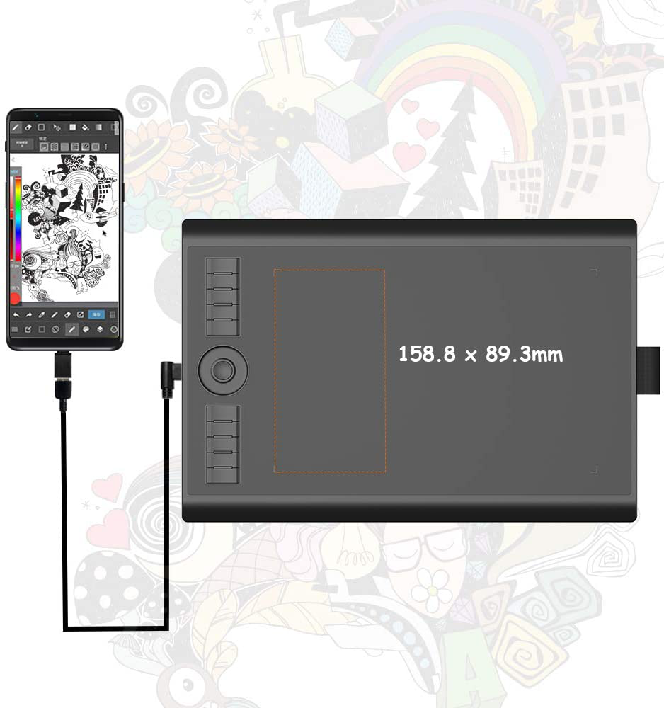 GAOMON M10K PRO 10 X 6.25 Inches Art Digital Graphic Tablet for Drawing Supports Tilt & Radial Function with 10 Shortcut Keys Work on Android OS & PC