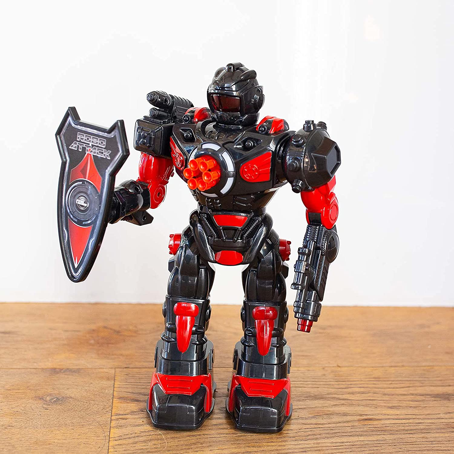 Think Gizmos Large Remote Control Robot for Kids – Superb Fun Toy RC Robot – Remote Control Toy Shoots Missiles, Walks, Talks & Dances (10 Functions) (Black)