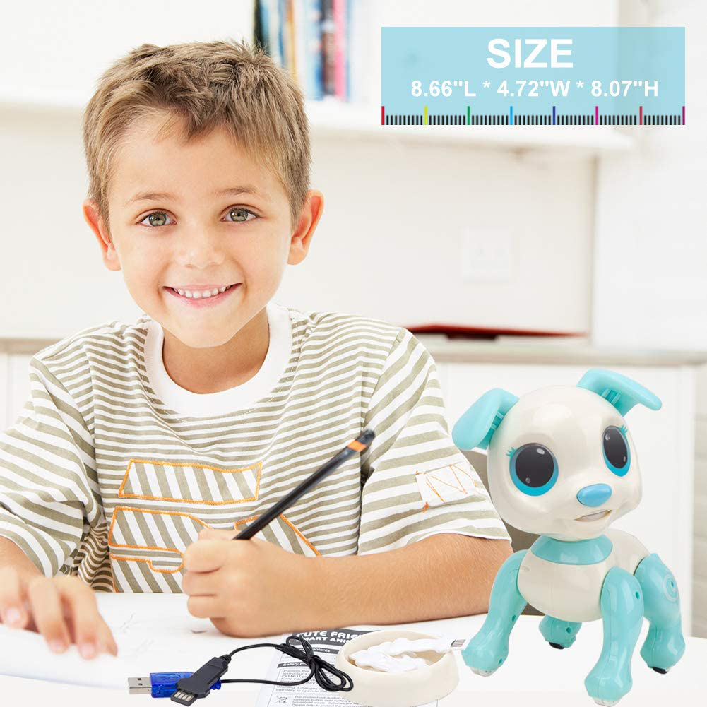 BIRANCO. RC Dog, Electronic Pets - Remote Control, Gesture Control, STEM Programmable Actions, Walk and Bark, Fun Puppy Toys for Boys and Girls, Ages 3 and up (White)