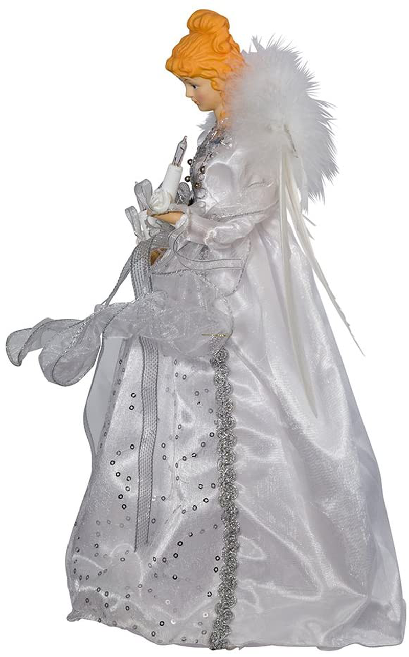 Kurt Adler 14" 10-Light White and Silver Angel Treetop