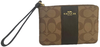 Coach Signature PVC Leather Corner Zip Wristlet F58035 - Khaki/Black, Small