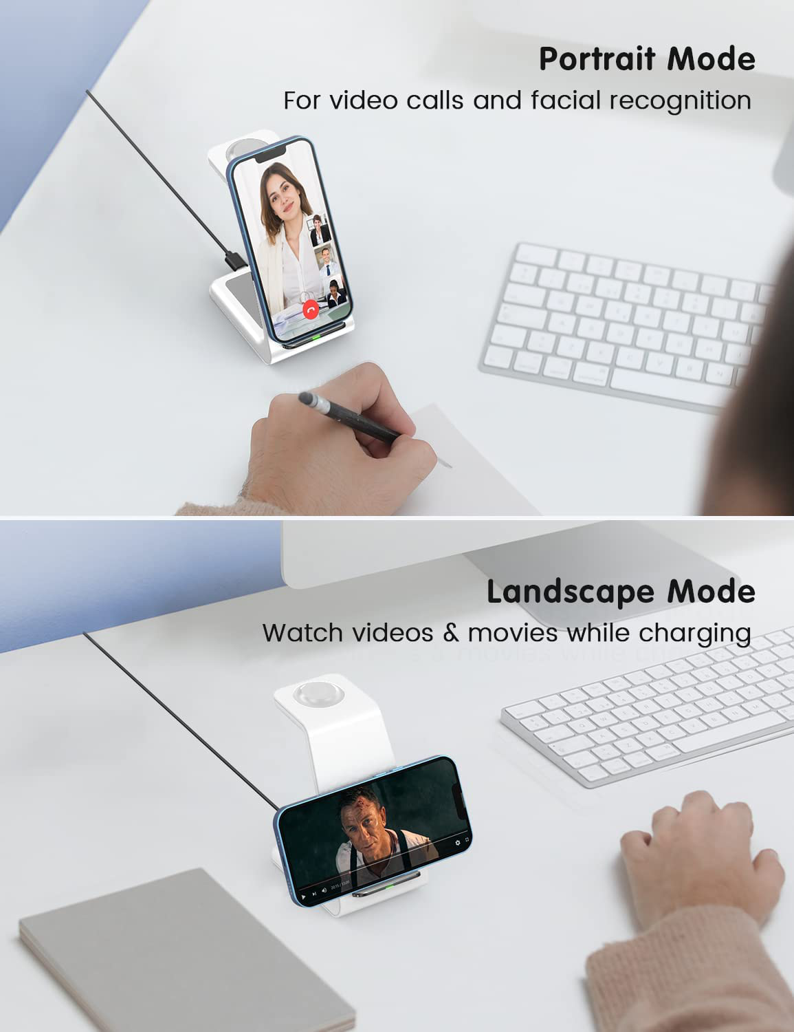 Joygeek Wireless Charging Station, Wireless Iphone Charger, 3 in 1 Charging Station for Apple Iphone 13 Pro Max/13 Pro/13/12 Pro Max/12 Pro/12/11 Pro Max/11 Pro/11/Se/X/Xr/Xs/8, Iwatch7/6/Se/3,Airpods