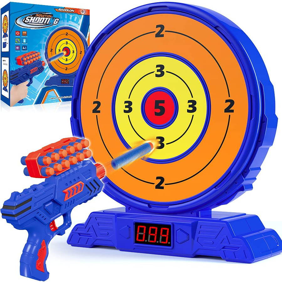 Shooting Game Toy for Age 5, 6, 7, 8, 9, 10+ Years Old Kids, Boys - Digital Shooting Targets with Foam Dart Toy Gun - Electronic Scoring Board Games for Kid - Ideal Gift - Compatible with Nerf Toy Gun