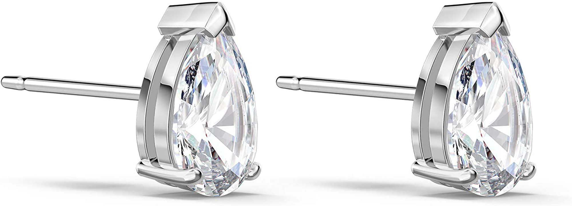 SWAROVSKI Women'S Attract Pear Jewelry Collection, Rhodium Finish, Clear Crystals