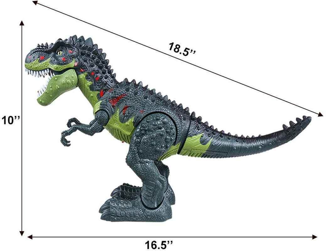Electronic Walking Dinosaur T-Rex with Simulated Flame Spray Fire Breathing, Water Mist Spray, Laying Eggs, Light up Eyes, Roaring Sound, Realistic Tyrannosaurus, Toy for Boys Kids Girls Ages 3+