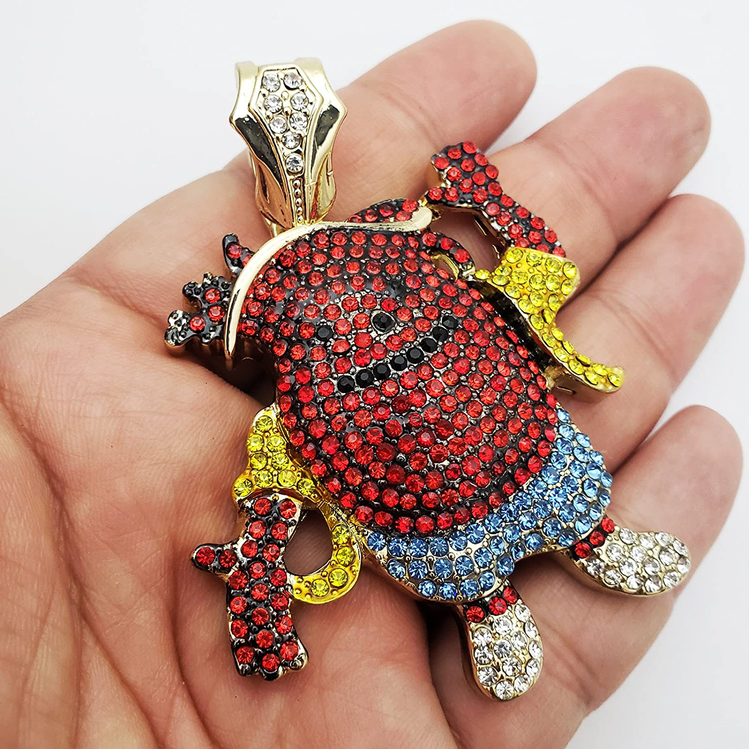 Hip Hop Iced KOOL AID MAN Pendant W/ 18" Full Iced Cuban Choker Chain Necklace Set