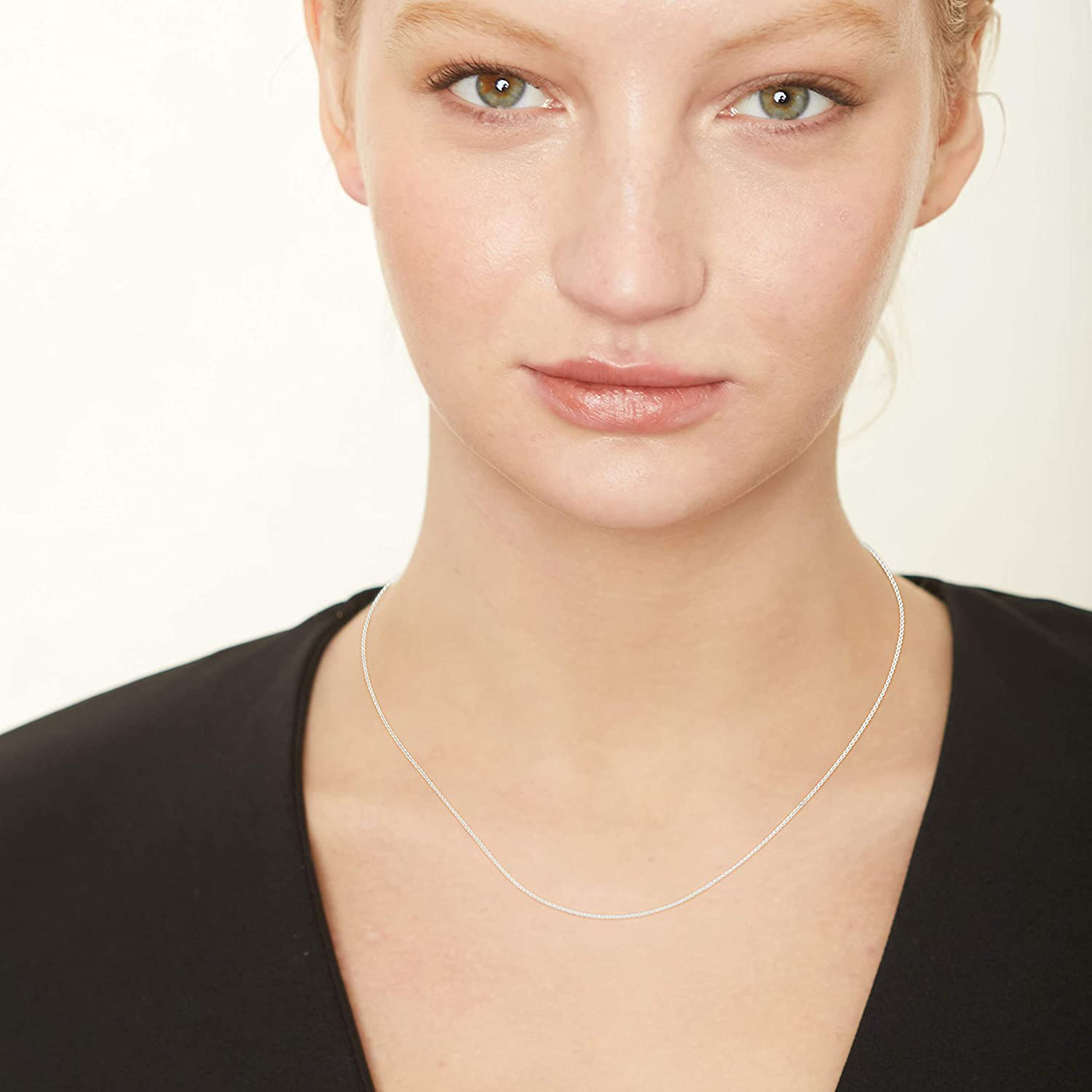 KISPER Silver Box Chain Necklace – Thin, Dainty, 925 Sterling Silver Jewelry for Women & Men with Spring Ring Clasp – Made in Italy