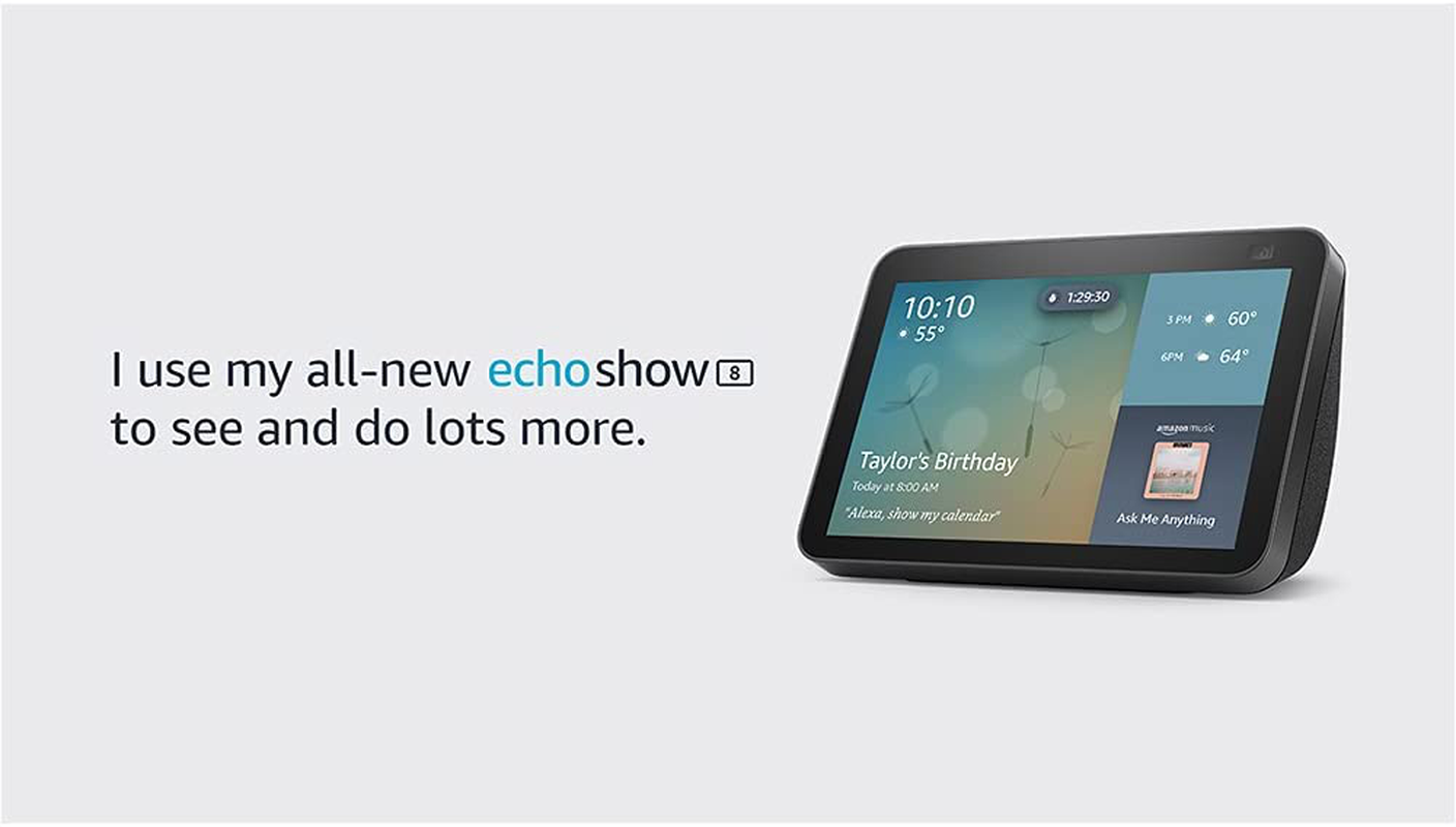 All-New Echo Show 8 (2Nd Gen, 2021 Release) | HD Smart Display with Alexa and 13 MP Camera | Charcoal