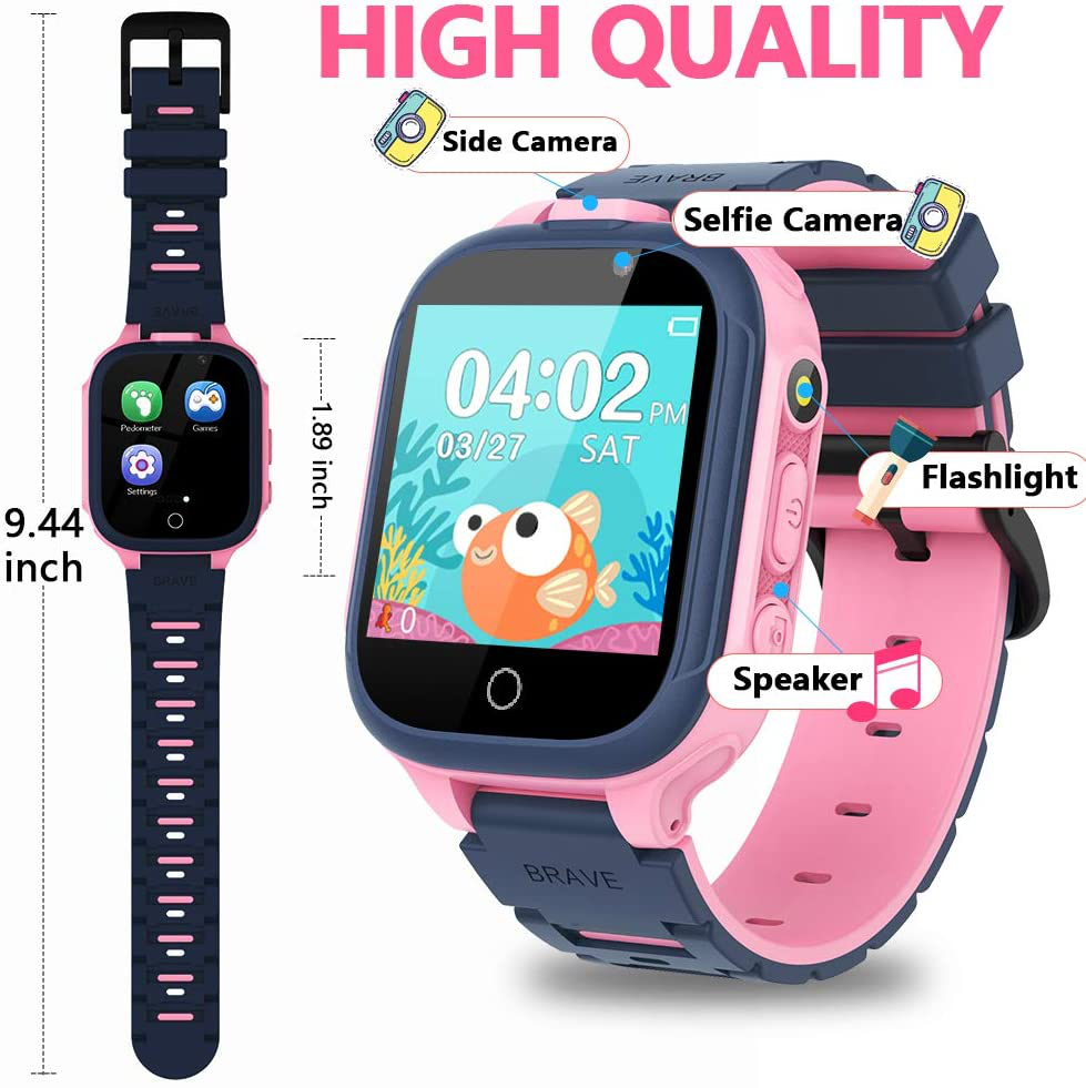 Kids Smart Watch Boys Girls with 14 Games Dual Camera 1.44" Touch Screen Music Player Video Recorder 12/24 Hr Pedometer Alarm Clock Calculator Flashlight Stopwatch Electronic Learning Education Toys