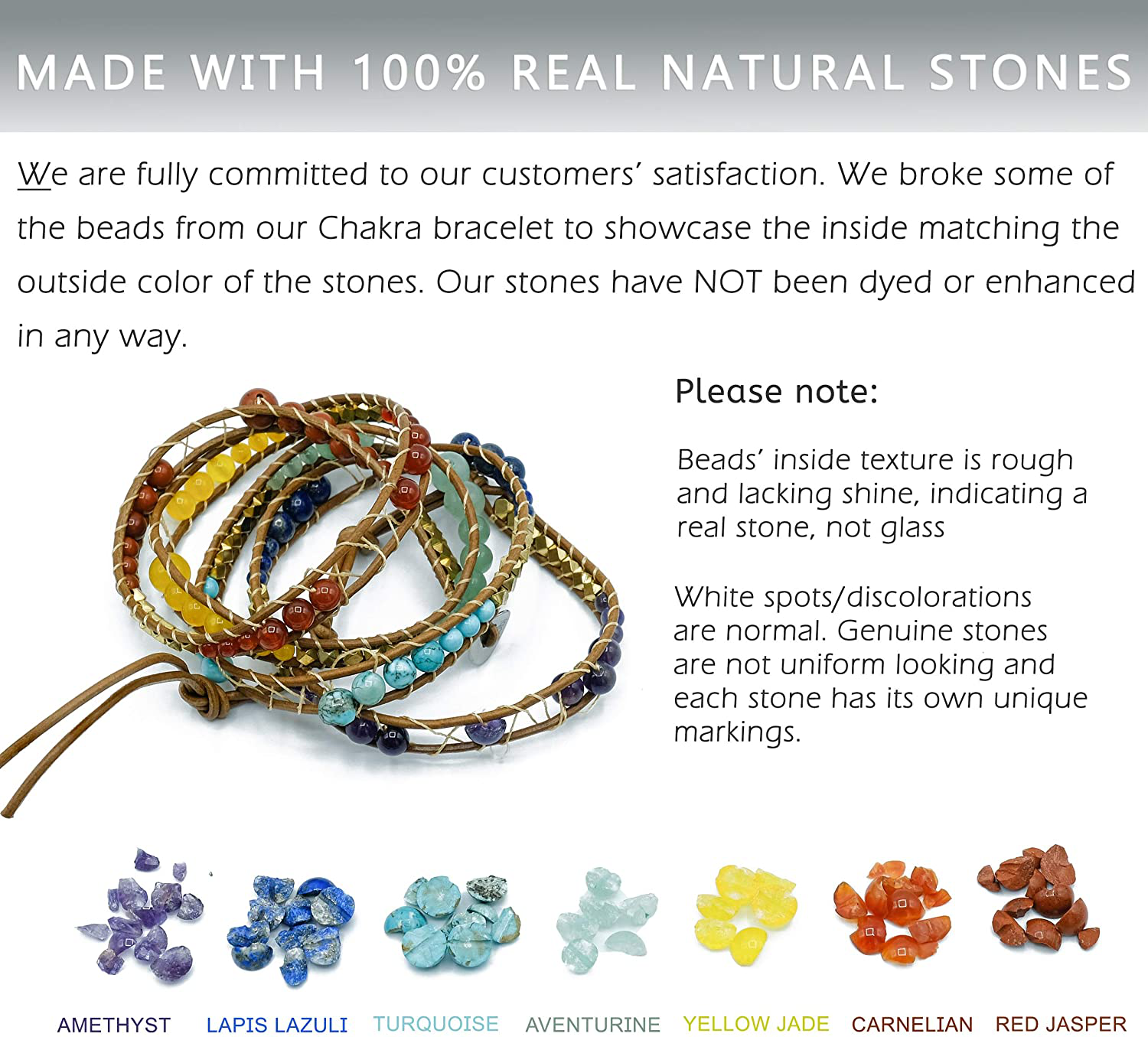 Globi Natural Stone Wrap Bracelet for Women/Men | Adjustable Multilayer Genuine Leather Boho Handmade Beaded Bracelet