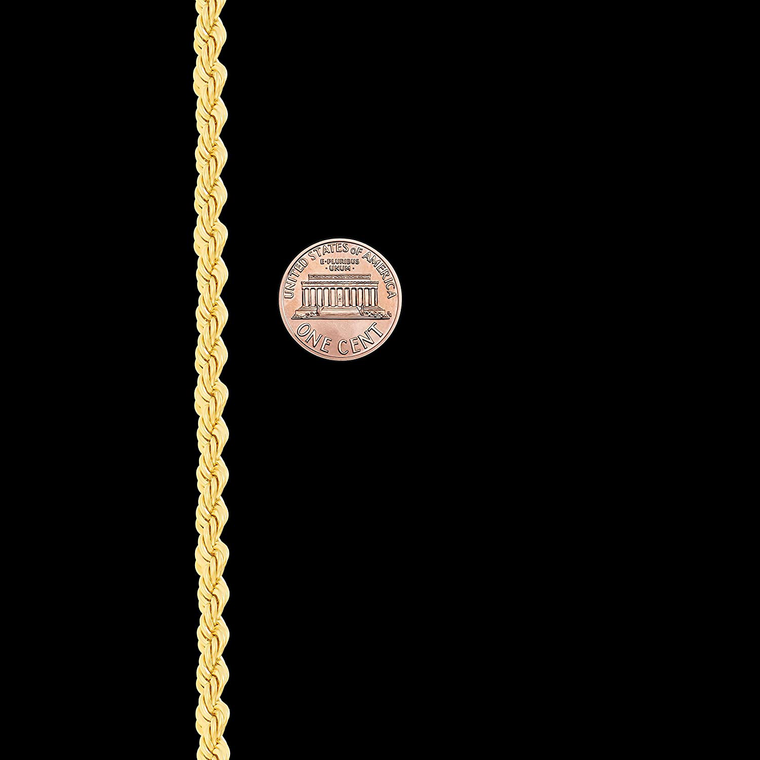 LIFETIME JEWELRY 5Mm Rope Chain Necklace 24K Real Gold Plated for Men Women Teen