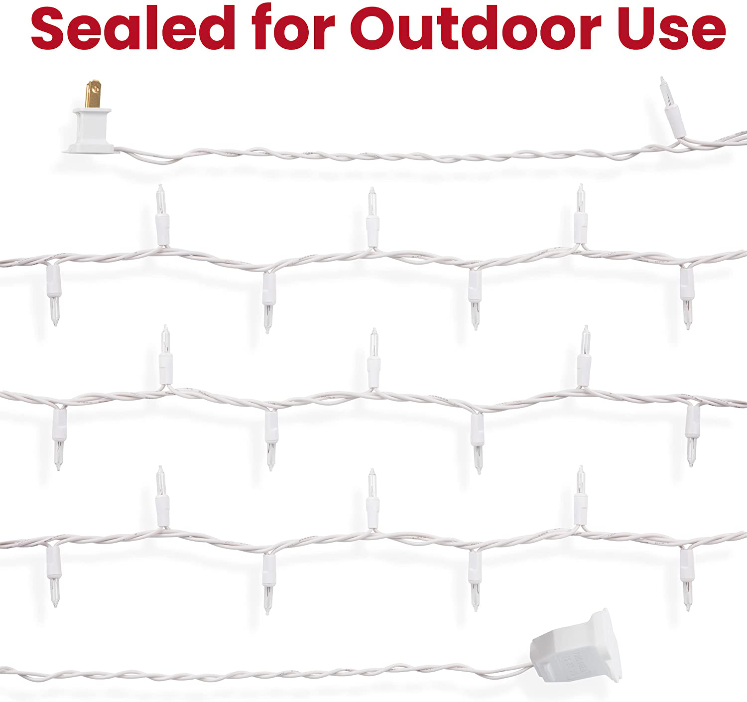 Prextex 100-Count White Christmas Lights with White Wire, String Lights for Holiday Decorations, Christmas Tree Lights, Holiday Party, Wedding, Xmas, Home, Indoor & Outdoor Use (18 Ft Long)