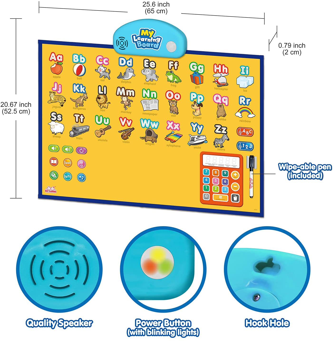 BEST LEARNING - I-Poster My Learning Board Electronic Interactive Alphabet Wall Chart, Talking ABC & 123S & Music Poster Toy for Toddlers & Kids Fun Educational at Daycare, Preschool, Kindergarten for Boys & Girls 3 4 5 6 Years Old