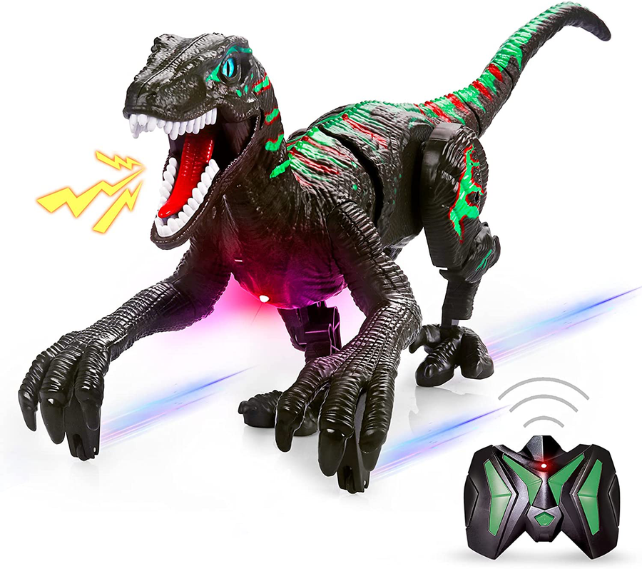Remote Control Dinosaur Toys for Kids 5-7,Kids Dinosaur Toys for 5 6 7 8 9 10+ Year Old Boys Dinosaur Robot Walking Velociraptor with Light Sounds USB Charge Birthday Gifts for Boys Girls 4-8
