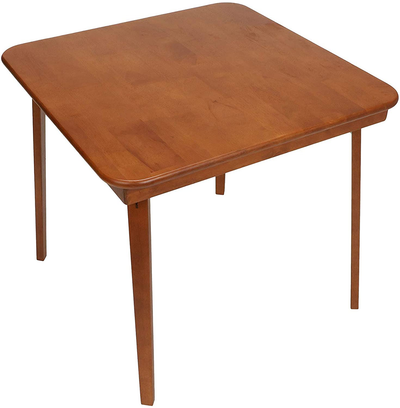 STAKMORE Straight Edge 32" Square Folding Card Table, Cherry Finish