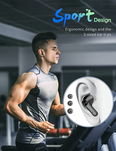 Bluetooth 5.1 Headphones, Wireless Earbuds with LED Digital Display, IPX7 Waterproof, CVC8.0 Noise Cancelling, 40H Playtime with Fast Charging Case, Suitable for Sports and Work
