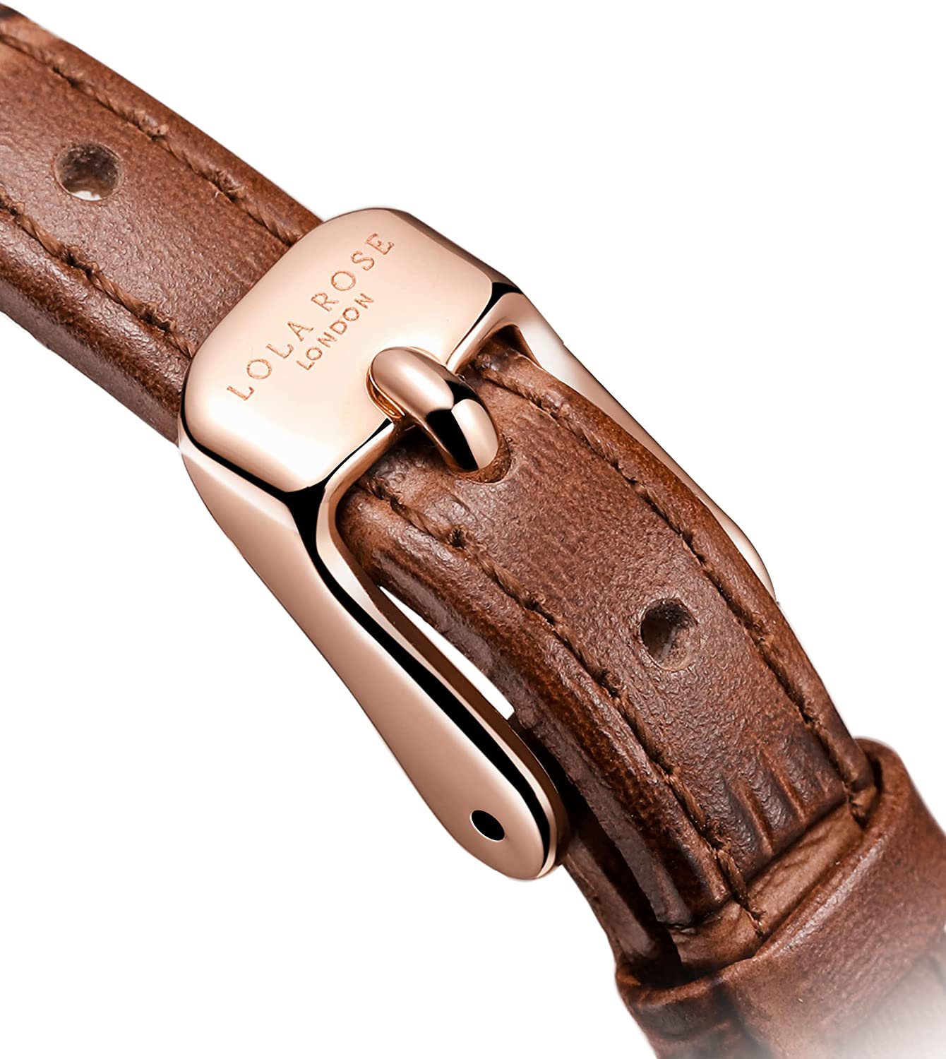 Lola Rose Women'S Natural Gemstone Dial with Genuine Leather Strap Watch