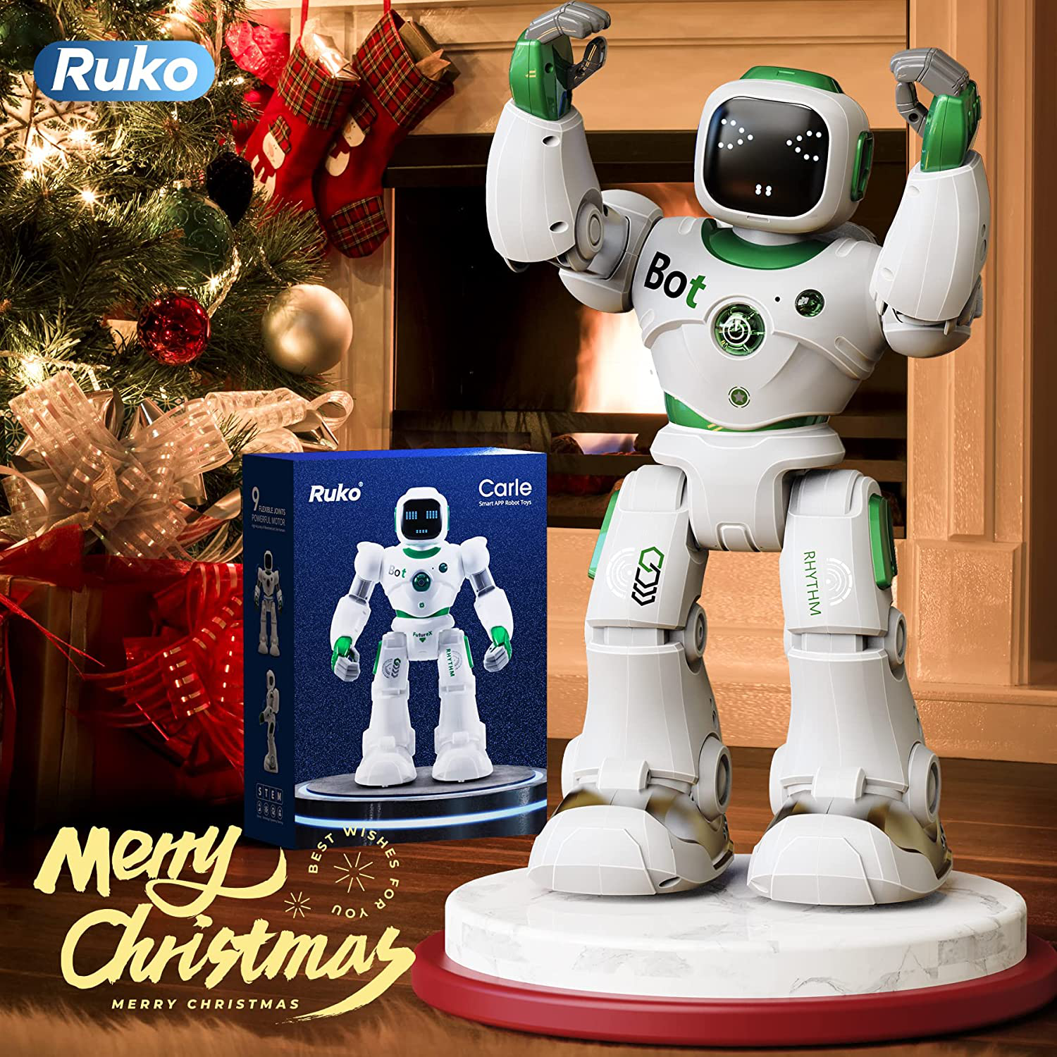 Ruko Large Smart Robot Toys for Kids, RC Robot Carle with Voice and App Control, Gifts for 4-9 Years Old Boys and Girls, Programmable and Interactive with Gravity Sensoring